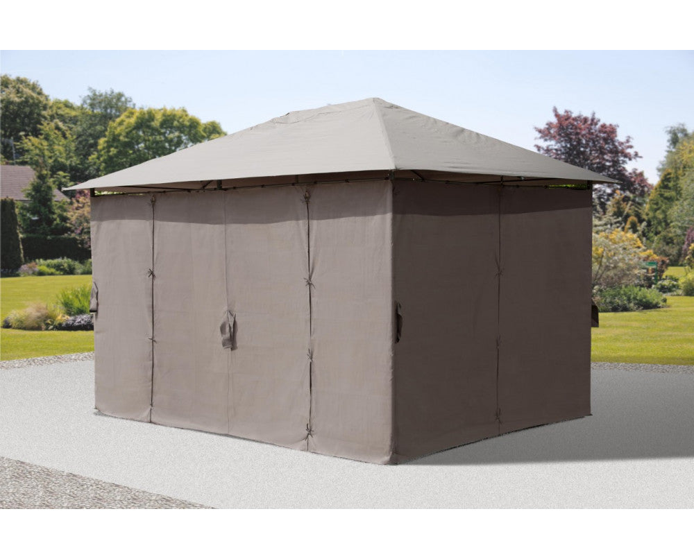 3m x 4m Large Lilly Gazebo With Side Curtains - Grey