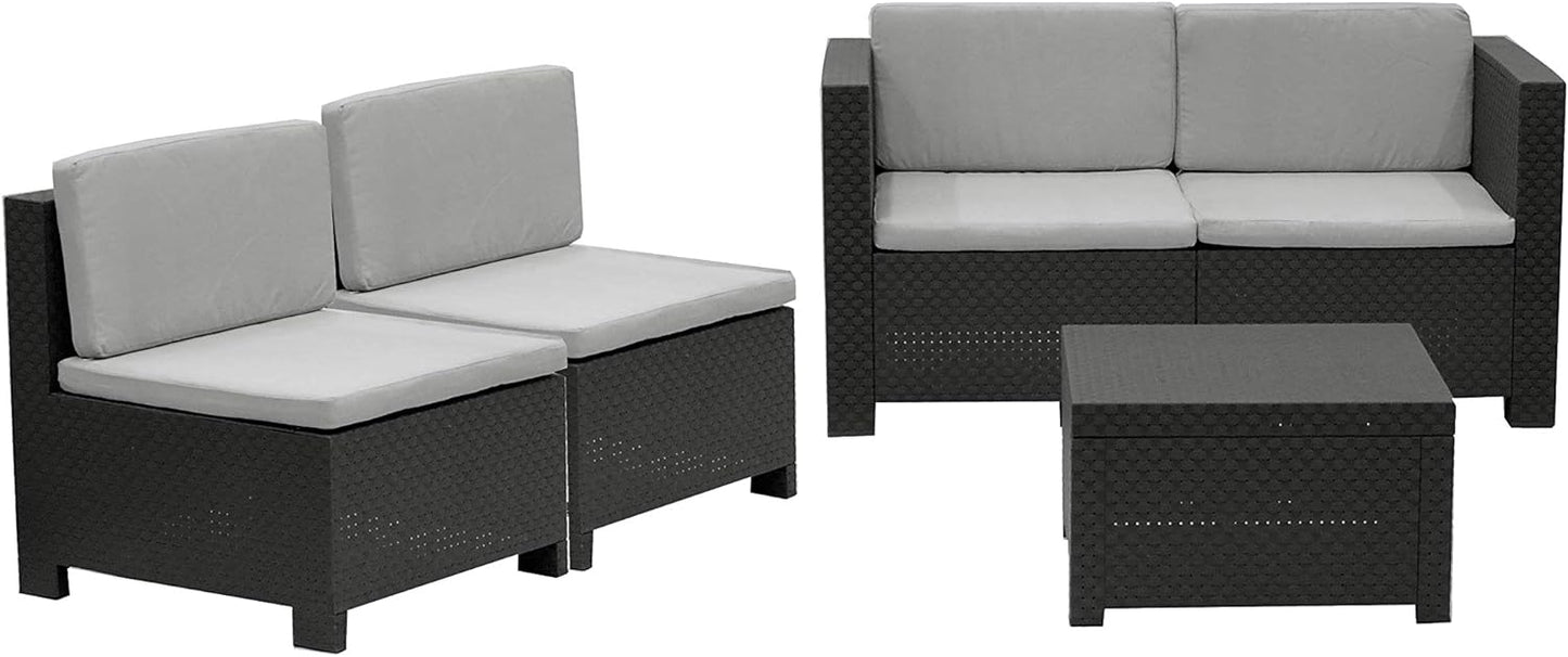 Shaf  Verona Dark Gray Color Garden Furniture Sets Modulable Corner Outdoor Furniture Set in Resin