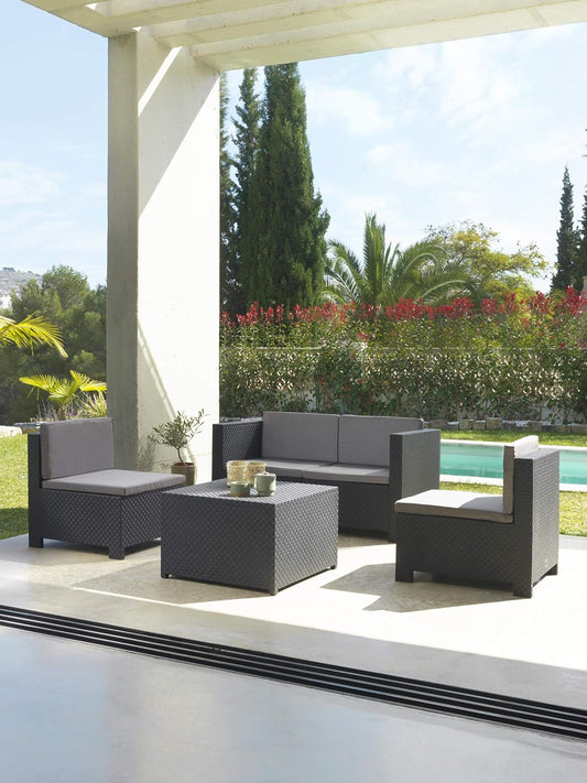 Shaf  Verona Dark Gray Color Garden Furniture Sets Modulable Corner Outdoor Furniture Set in Resin